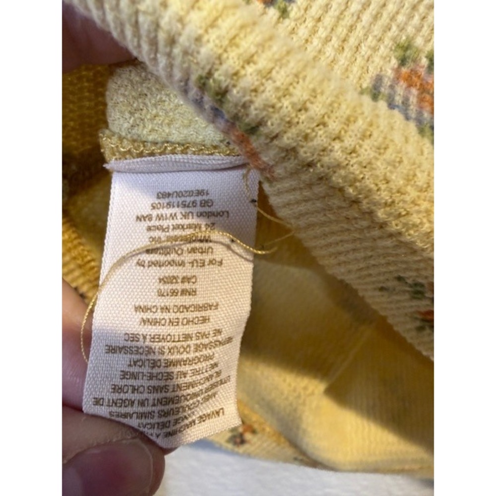 WE THE FREE Free People Yellow Floral Waffle Knit Long Sleeve Top M - Picture 9 of 9